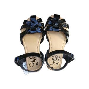 Olivia Miller Girl Black Patent Sandals Size 12 Kids Dress Shoes New OMO-1469K